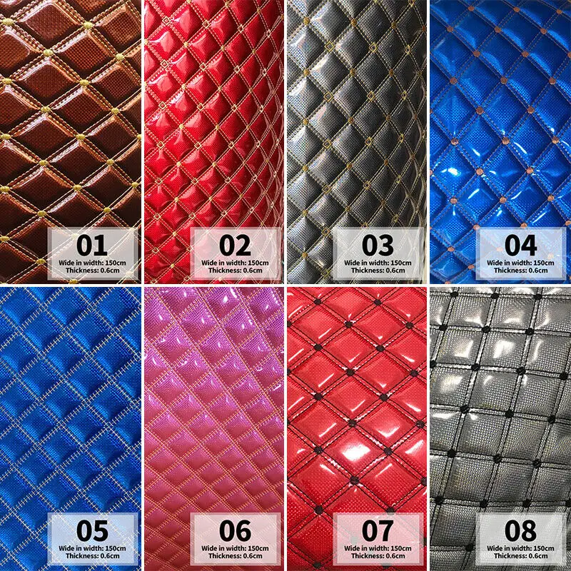 100x150cm Stage Performance Clothing Fabric Thick Quilted Laser Faux Leather Fabric Diamond Embroidered Car Upholstery Trim