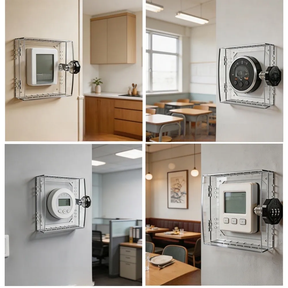 Keyless Security Box Thermostat Lock Box Three-digit Combination Clear Visibility Design For Smart Home Systems