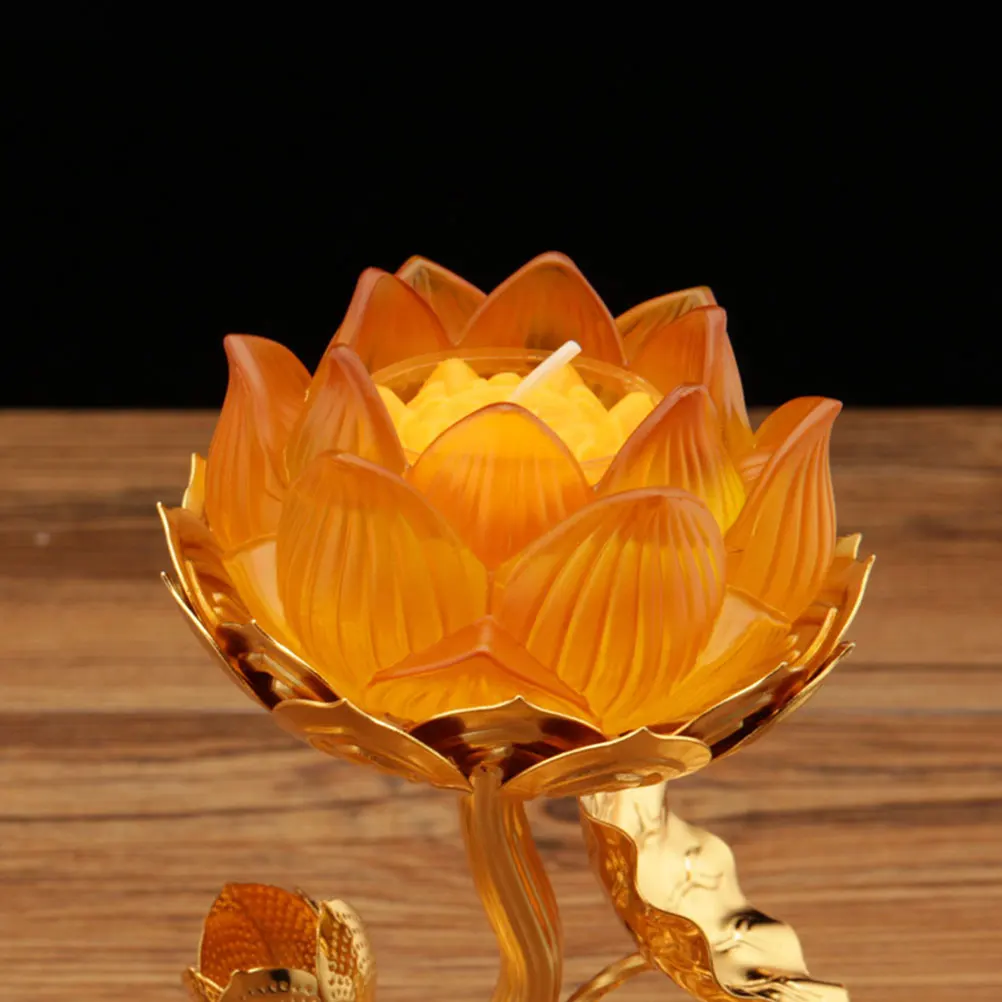 

Lotus shaped C Realistic Alloy Glass C St for Home Office Temple Decor Lightweight Portable Long lasting Appearance