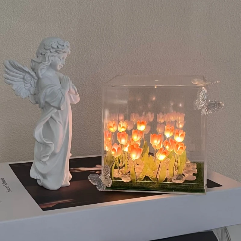 Vlinder Tulp Nachtlampje Handgemaakt Diy Materiaal Pakket Voor Slaapkamer Decoratie, Vriendin En Beste Vriend Valentijnsdag Cadeau