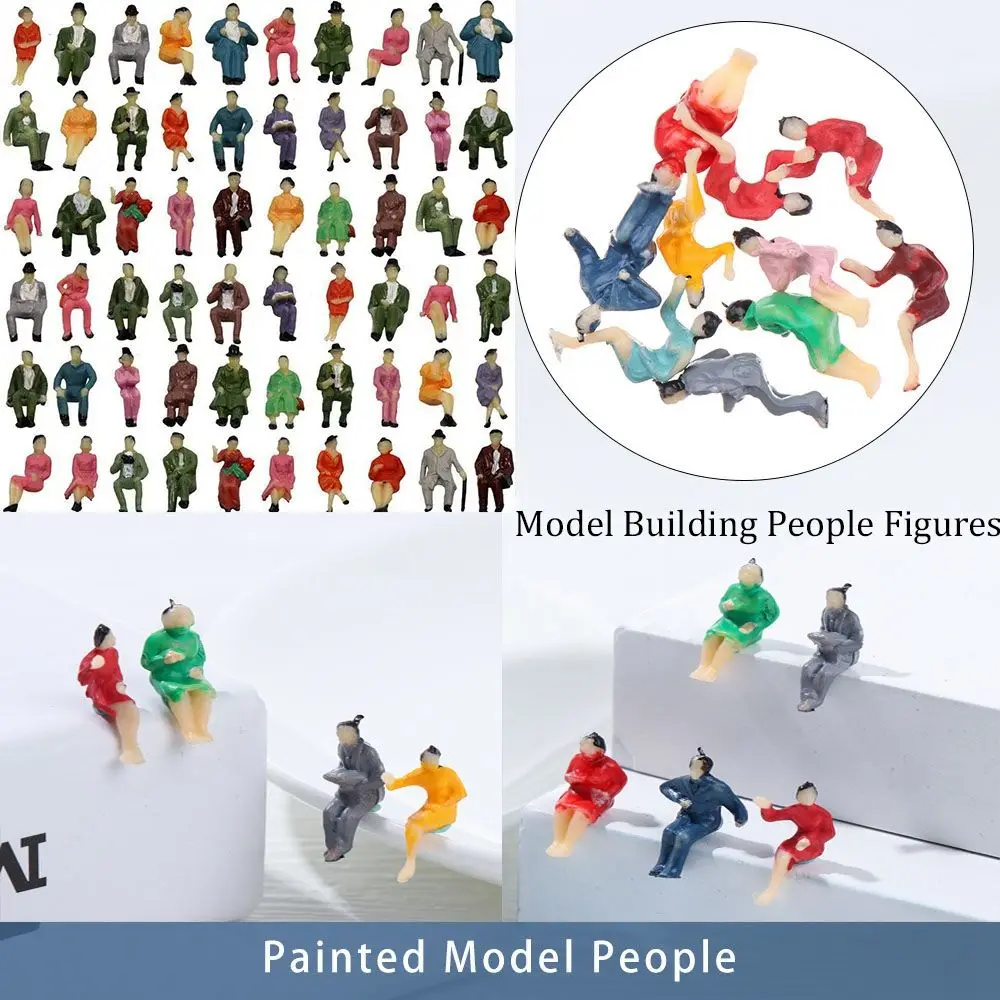 10pcs 1:87 Scale Model Building People Figures Different Poses Mixed Color Passengers Stand/Sit People Model Train Scenery ABS