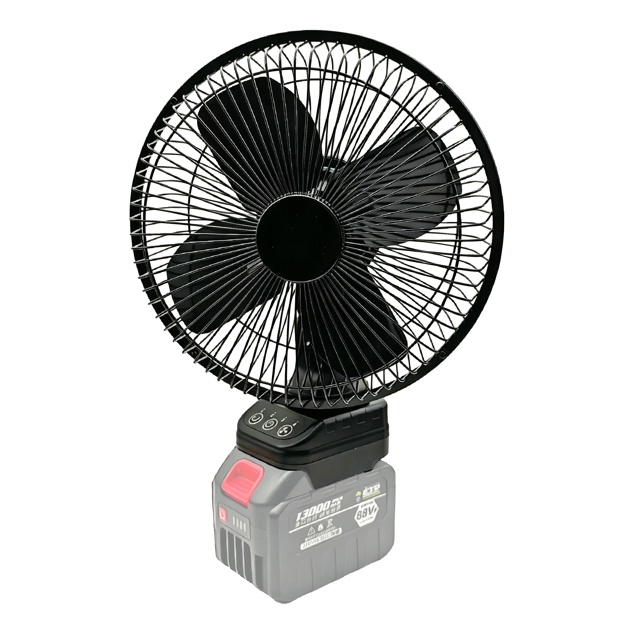 Für Makita Lithium-Akku Bürstenloser Metallventilator 140 ° Oszillation 45 ° Verstellbarer Ventilatorkopf 4 Geschwindigkeiten DC-Betrieb für Outdoor-Camping – Detail 10