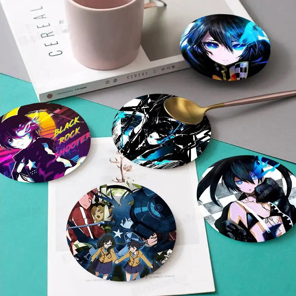classic anime B-Black Rock S-Shooter game Coaster Wooden Drink Tray Suitable for Restaurants and Coffee Shops Easy To Wash