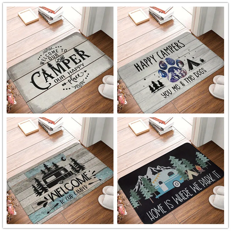 Camper Welcome Entrance Doormat 100% Polyester Home Decor Carpet Indoor Outdoor Floor Mat Living Room Bedroom Bath Kitchen Rug