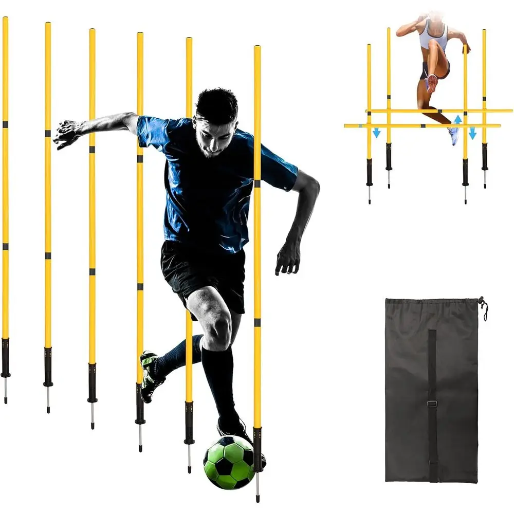 Soccer Agility Poles Set: 6 Adjustable Hurdles for Speed Training in Football and Basketball