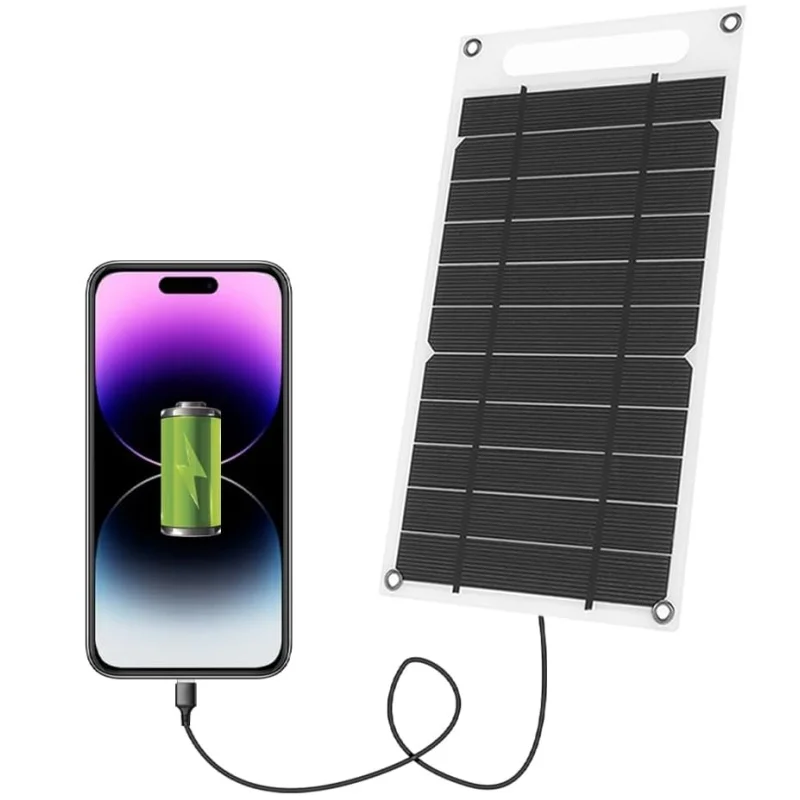 Solarpanel 5V 10W USB Typ-C Ladung Tragbares flexibles Kit Leichtes Minisystem für Telefone Auto Camping Wandern Powerbanks IP65