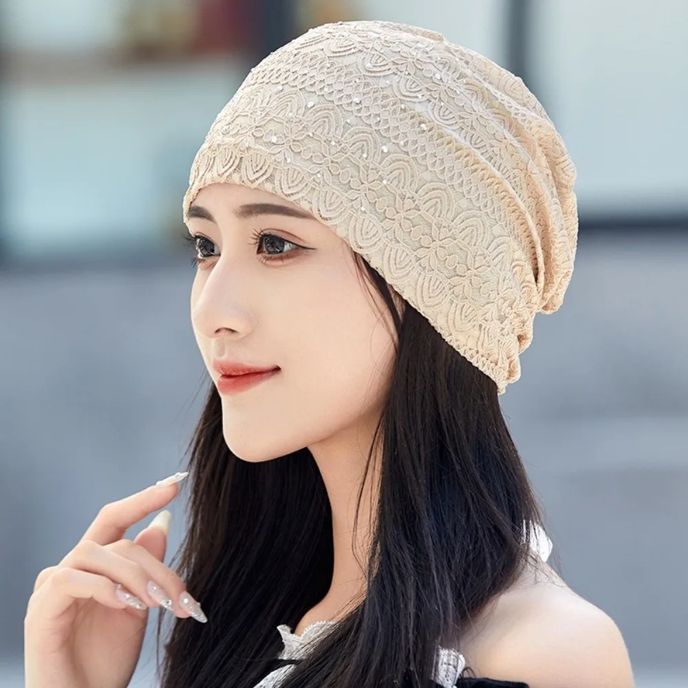 Pullover-Mütze, weiche Spitzenmütze, Mützen im ethnischen Stil, winddichte, warme Mütze, Nachtmütze, bequeme Hijab-Turban-Mütze, Herbst, Frühling – Detail 10