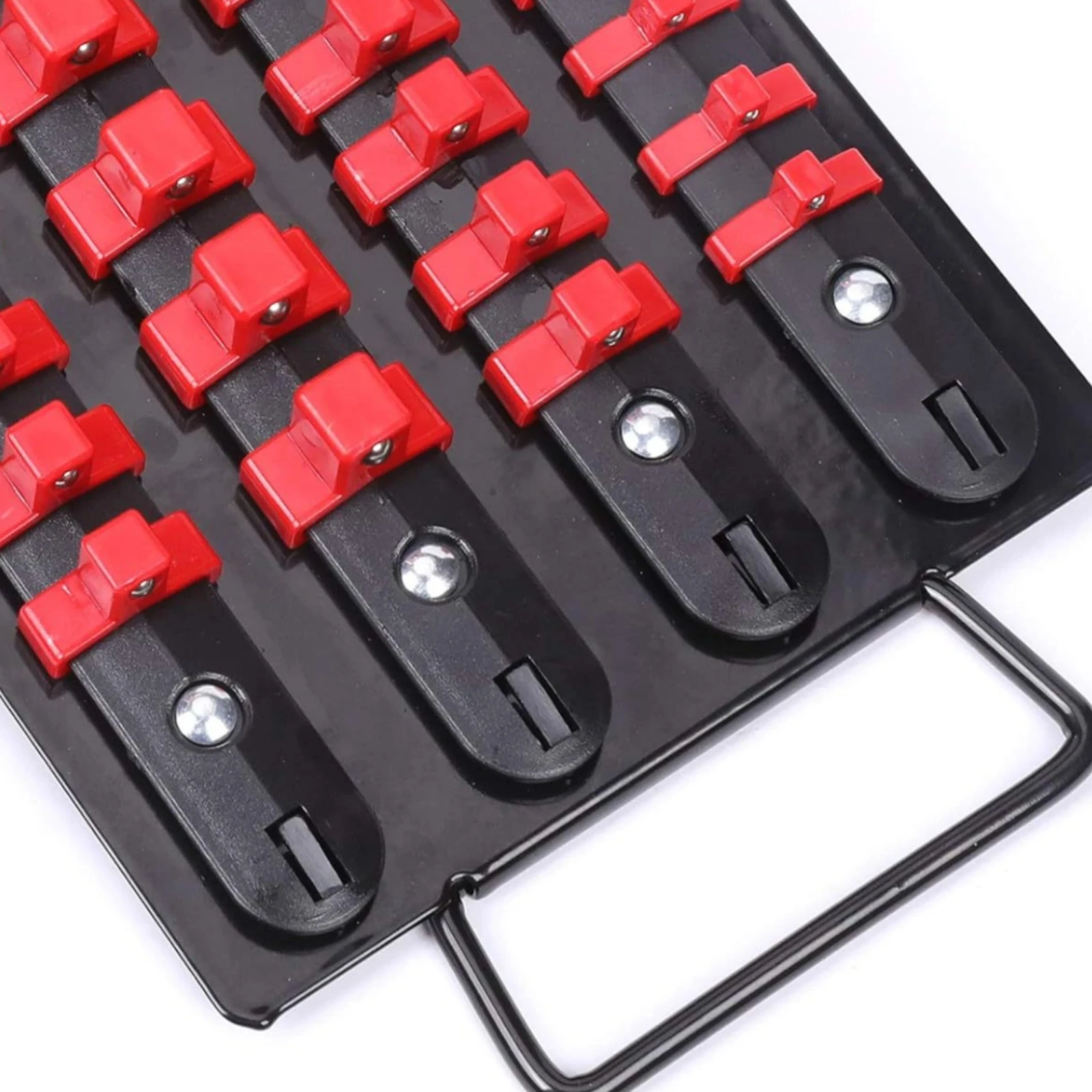 2 Pieces Metal Socket Tray Carrying Handle Socket Clip Rack Tool Storage Heavy Duty Fits Metric and SAE Sockets