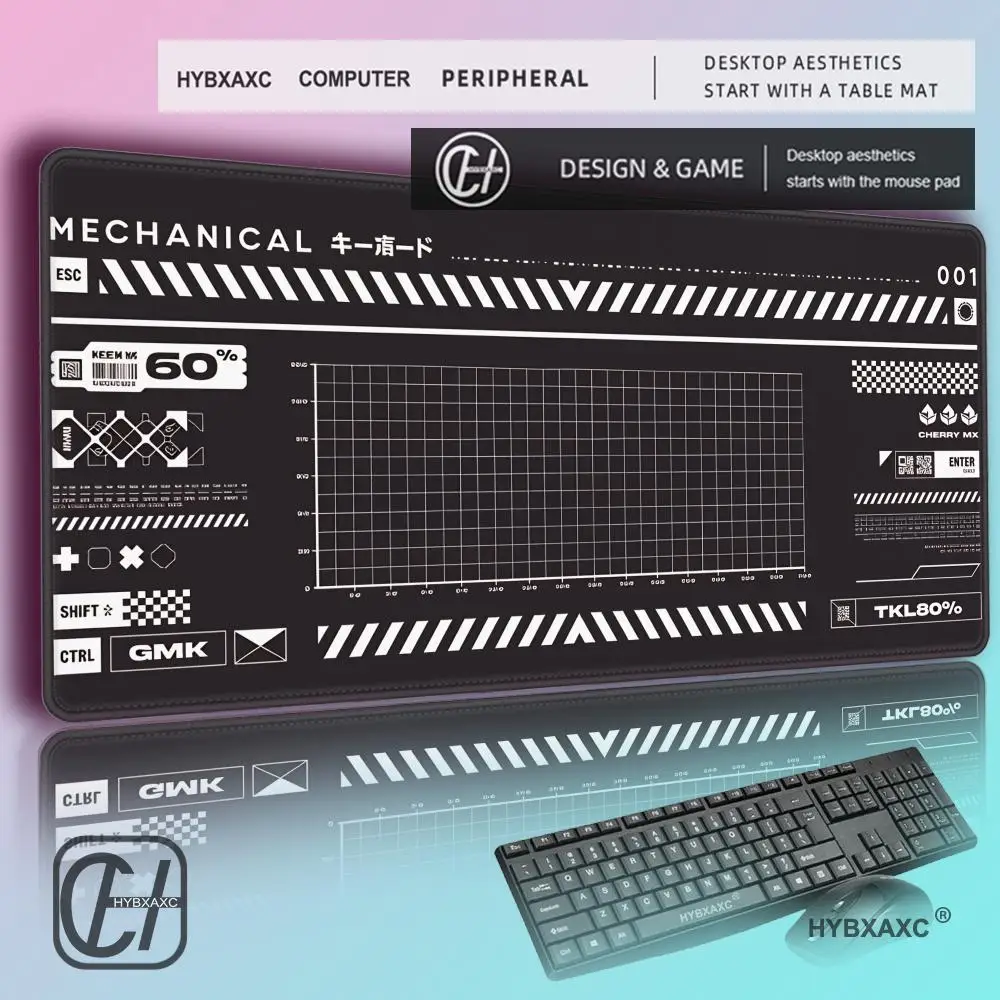 

HYBXAXC Cool white mouse pad XXL oversized desk pad shaft mechanical keyboard computer pad company rubber lock edge desk mats