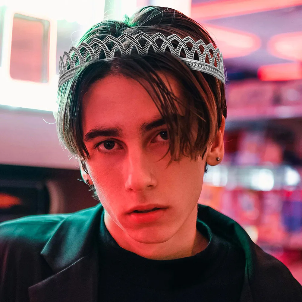 2 قطعة تاج الأداء الأوروبي غطاء الرأس صب تقليم كتاب زينة حفلة الهالوين الملكي الملك التيجان الرجال الكبار المعادن #4