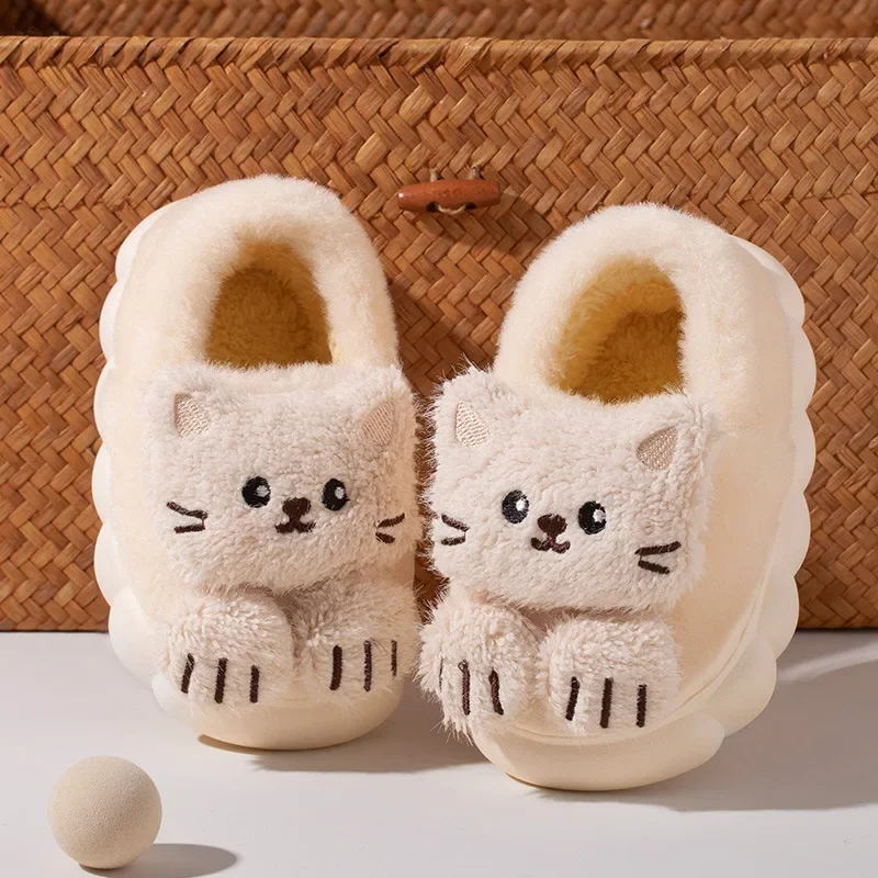 Cute Cat Girl House pantofole inverno caldo bambini scarpe di cotone all\'aperto moda Versatile causale bambini pantofole di peluche fondo morbido