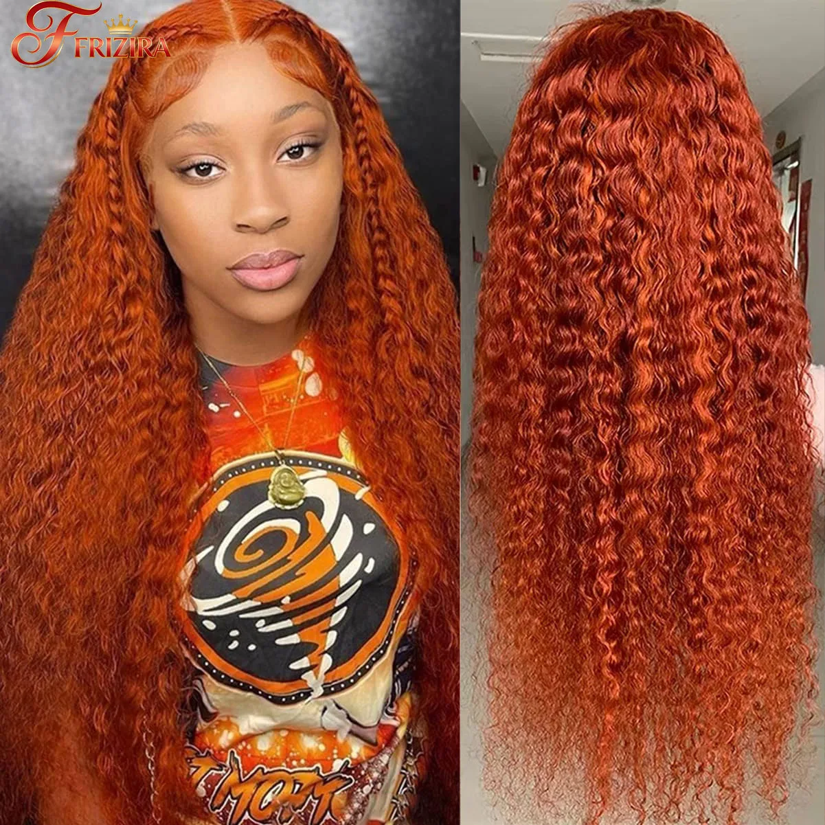200% الكثافة الزنجبيل موجة عميقة 13x6 HD الدانتيل أمامي خصلات الشعر المستعار الإنسان شعر بشري مجعد الباروكات قبل قطعها للنساء الشعر البرازيلي