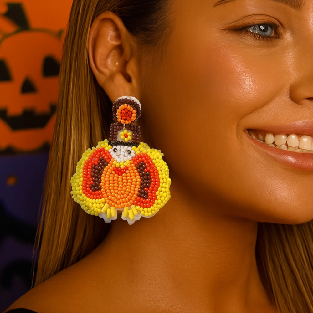 

1 Pair Thanksgiving turkey earrings, handmade volcanic glass beads drop earrings, holiday jewelry gifts for female girls