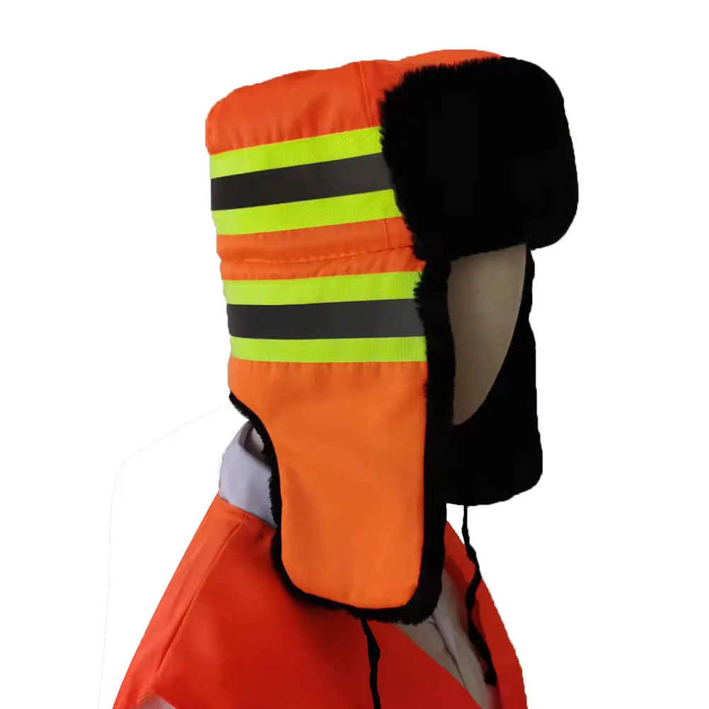 

Reflective Thermal Cotton Hat Thickened Warm Outdoor Sanitation Cleaner Cap Safety Cloth Winter Ear Protection Gardening