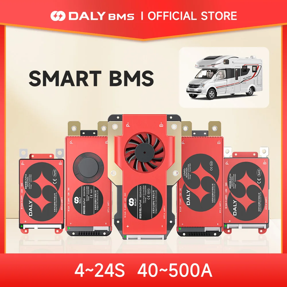 Daly BMS Smart BMS LiFePo4 4S, 12V 8S 24V Li-ion 7S 24V 13S 48V 100A 200A 250A untuk penyimpanan energi baterai Deye Pylon Inverter BT