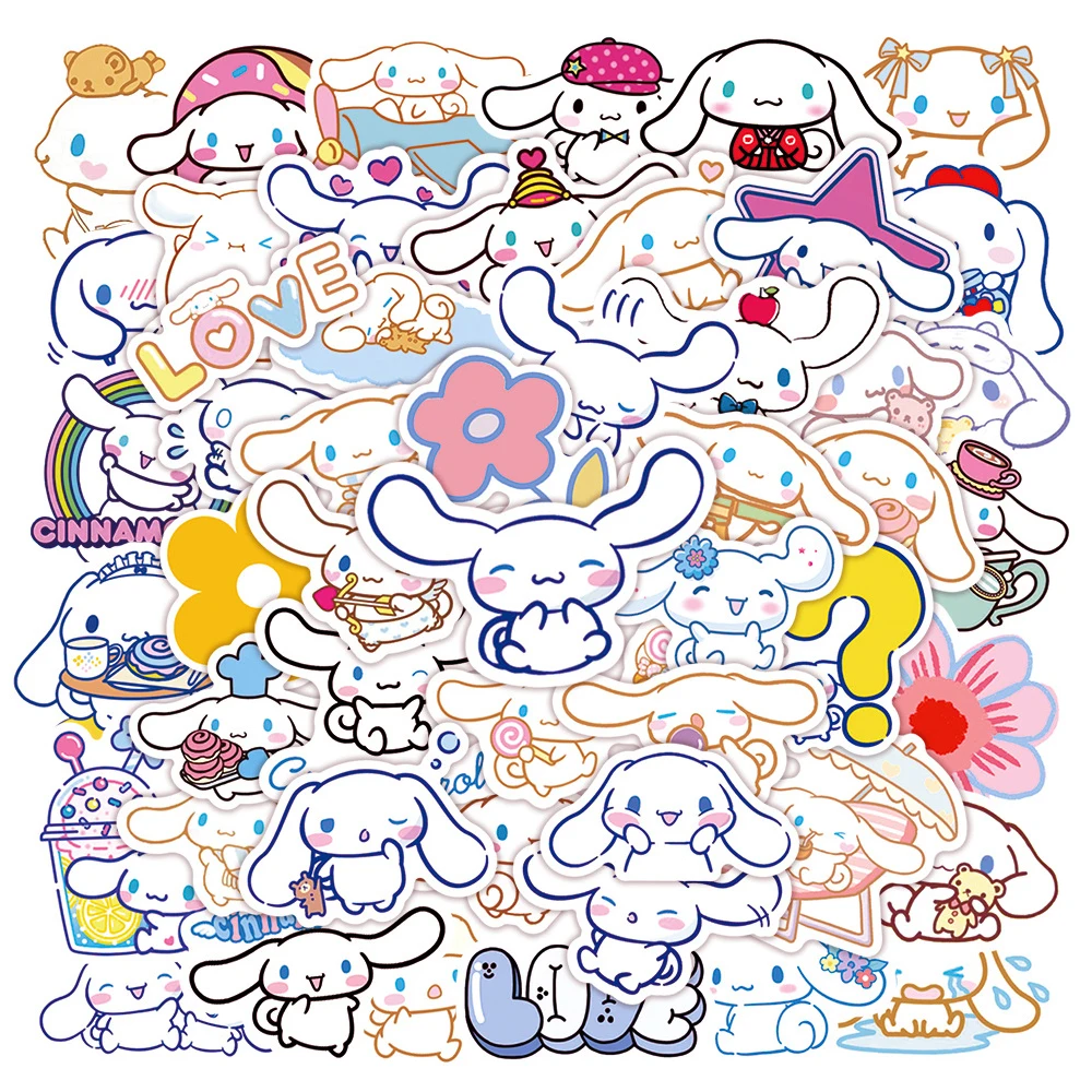 10/30/50pcs Kawaii Cartoon Cinnamoroll Stickers Aesthetic Anime Decals DIY Scrapbooking Diary Diary Waterproof Cute Sticker Pack