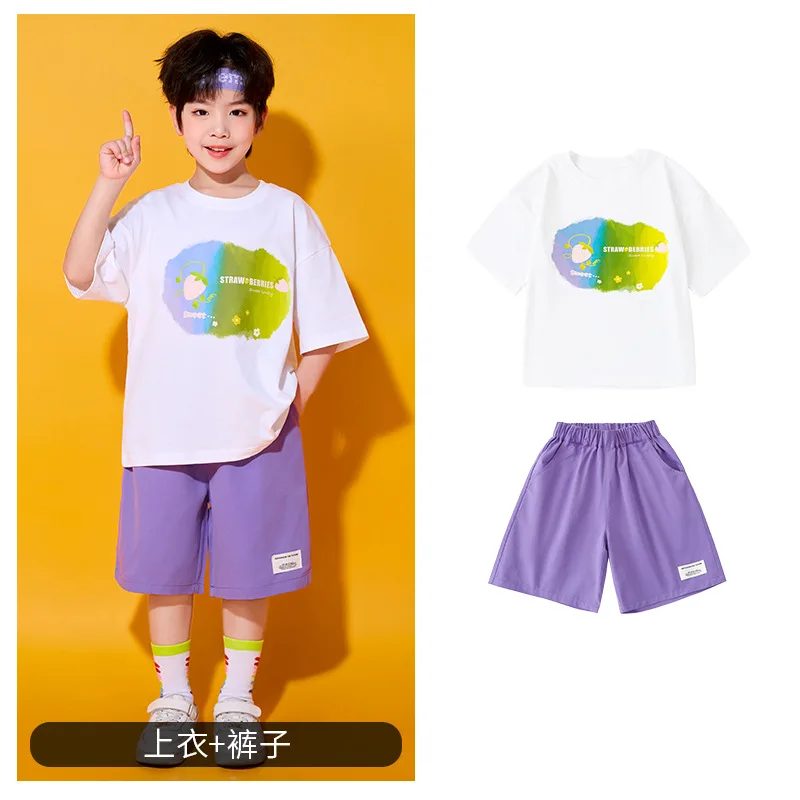 Estate Bambino sport cool palcoscenico pantaloni da ballo di strada vestito ragazza costume per ragazzo breakdance studente attirando abbigliamento camicia esibirsi