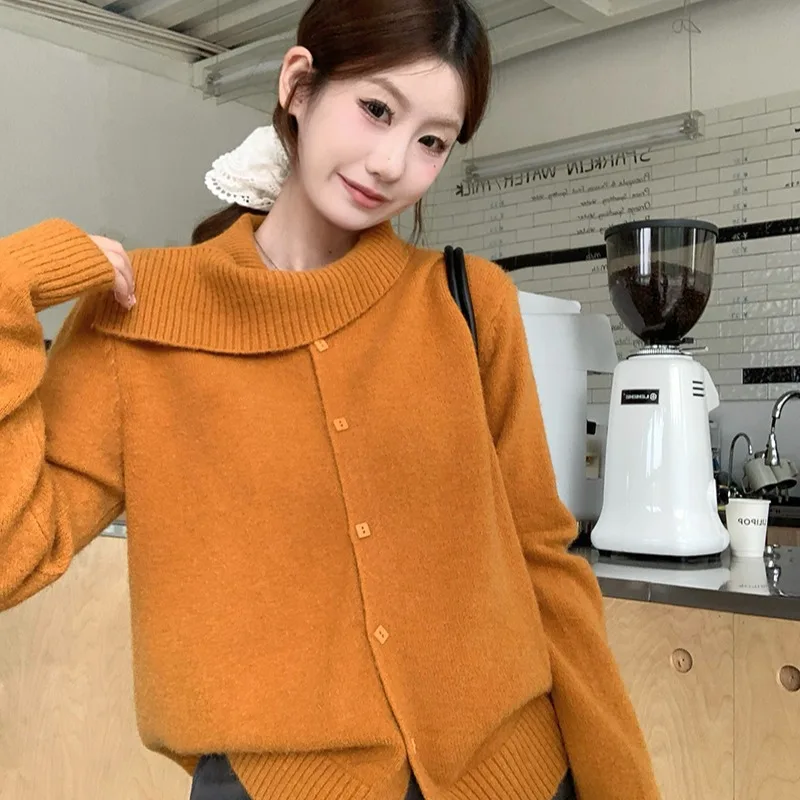 Sl malha coreano sle camisola feminina primavera outono faion design le aberto cardigan longo sve ajuste regular