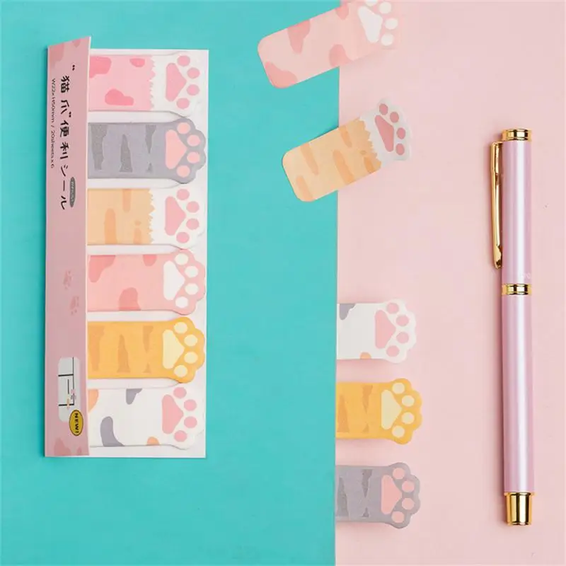 Kawaii Stationery Cartoon Cat Paw Memo Pad Bookmark Flags Index Tab Sticky Notes Label Paper Stickers