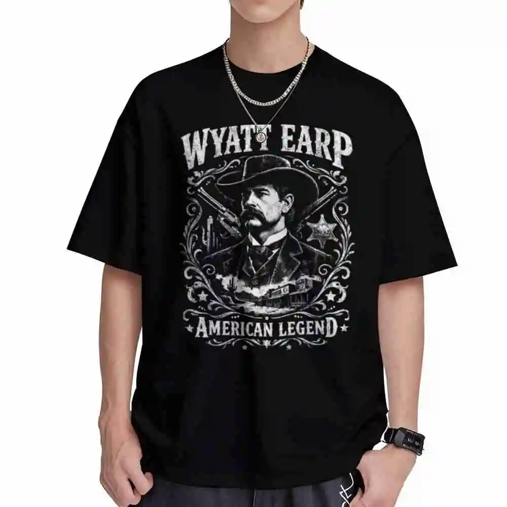 Wyatt Earp American Legend Western Outlaw Wild West Lawman Gunslinger Short Sleeve Tee 100% Cotton T-Shirt