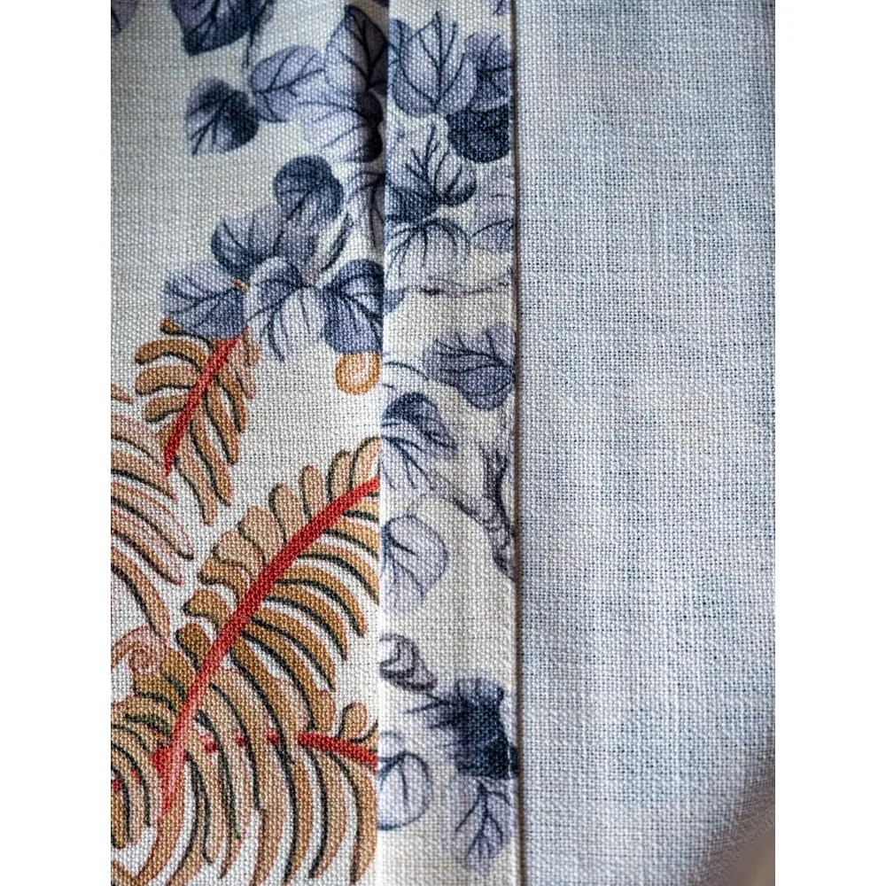 Rideaux semi-collants en mélange de lin pour salon, 84 pouces, style bohème avec motif floral botanique, idéal pour le drapeau de fenêtre