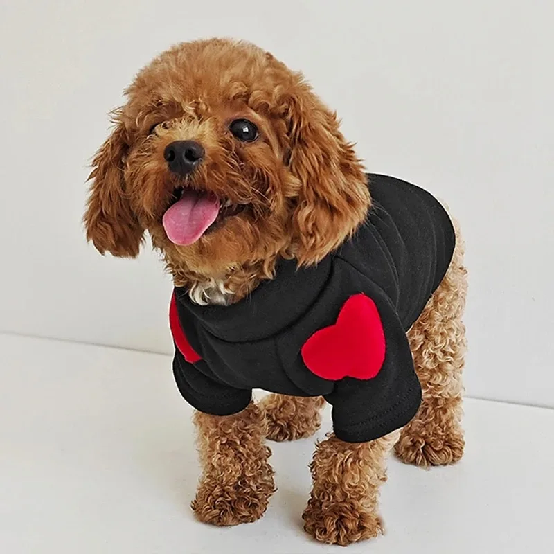 Winter Warm Pet Clothes Love Sweater Pet Dog Cat for Taddy Puppy Medium Dog Teddy Yorkshire Thickened Hoodies Puppy Clothes