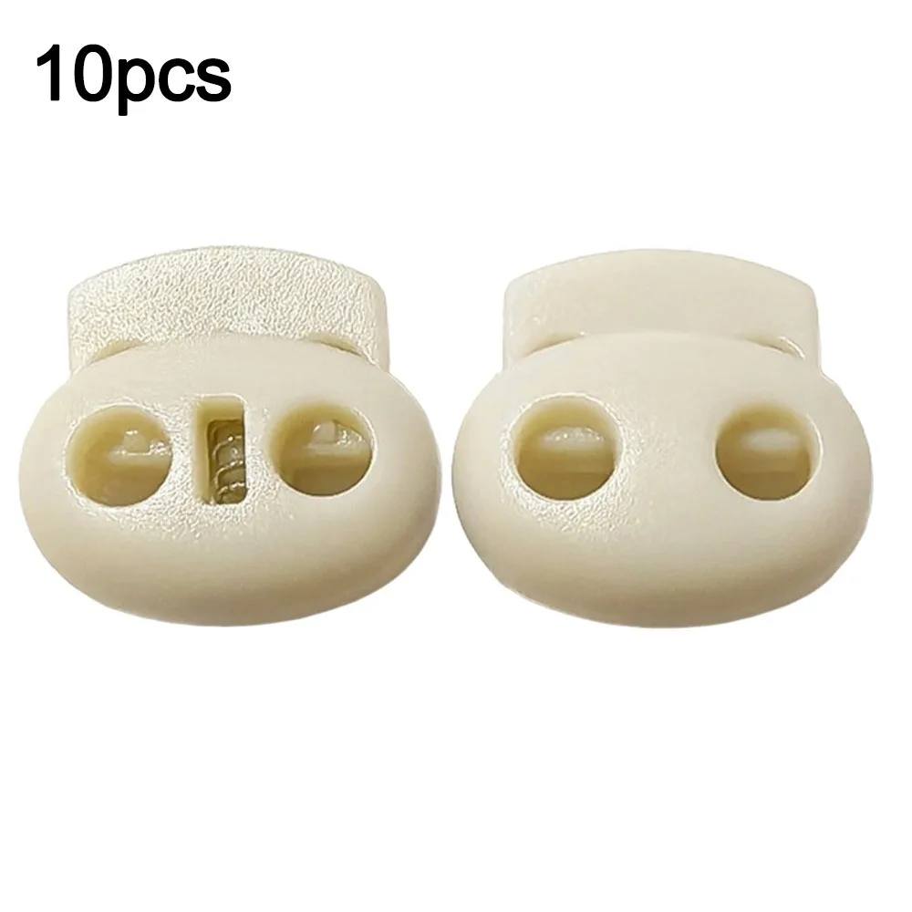 10Pcs Two Hole Cord Lock Spring Mechanism Adjustable Bean Toggle Clip Clip Cord Tighten Buckles