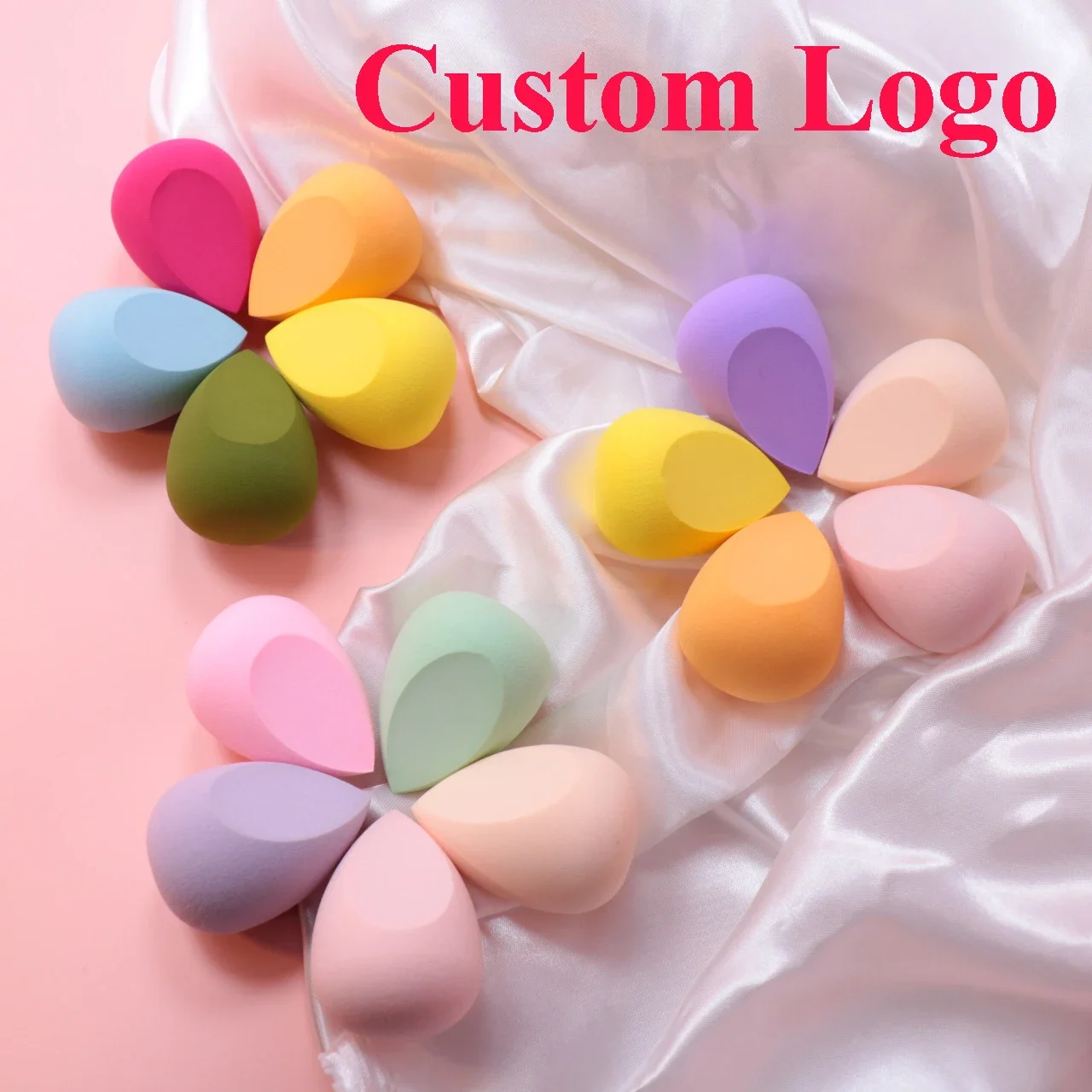 50pcs Custom Logo Black Beauty Egg Cosmetic Blender with box Private Label Latex Free Clear Box Sponge