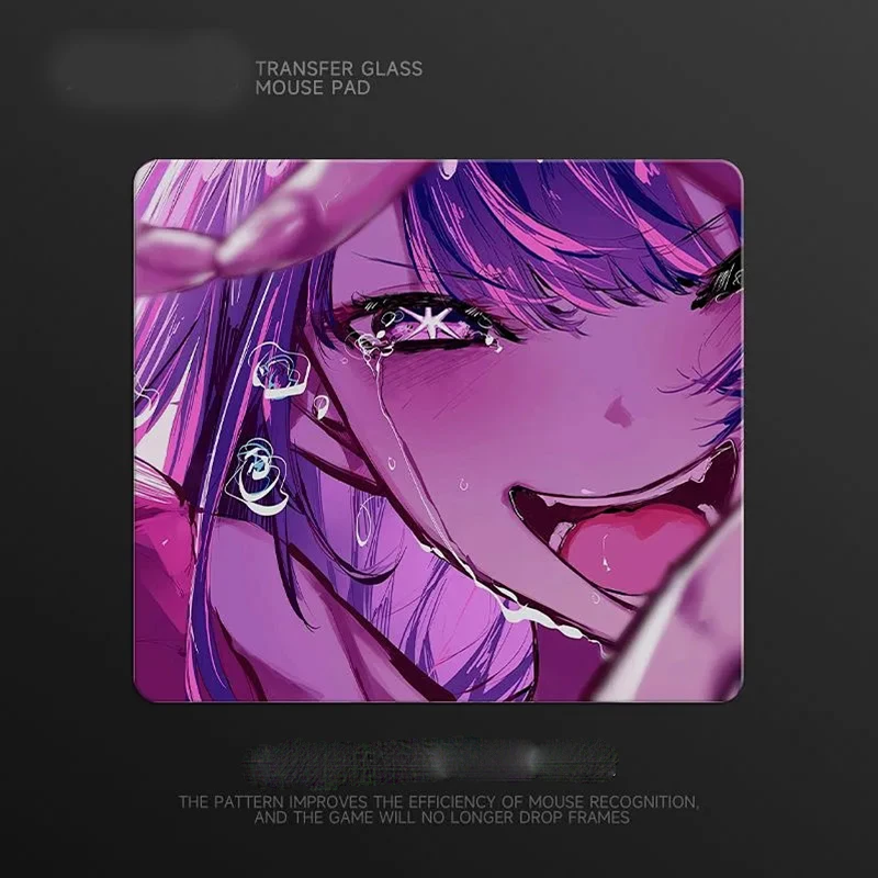 

Cute Cool Girl Anime Pattern Mouse Pad Glass Without Locking Edges Mouse Pad Computer Mouse Mat Laptop Deskmat PC for Office