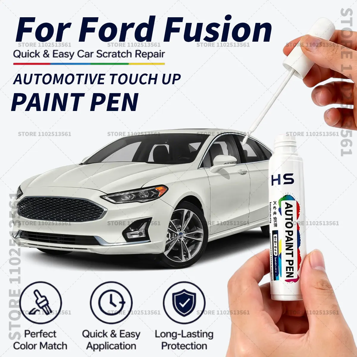 For Ford Fusion Touch Up Paint Pen Car Paint Scratch Repair Tool Black Orange Diamond White Grey Tanzanite Blue Pearl white Red