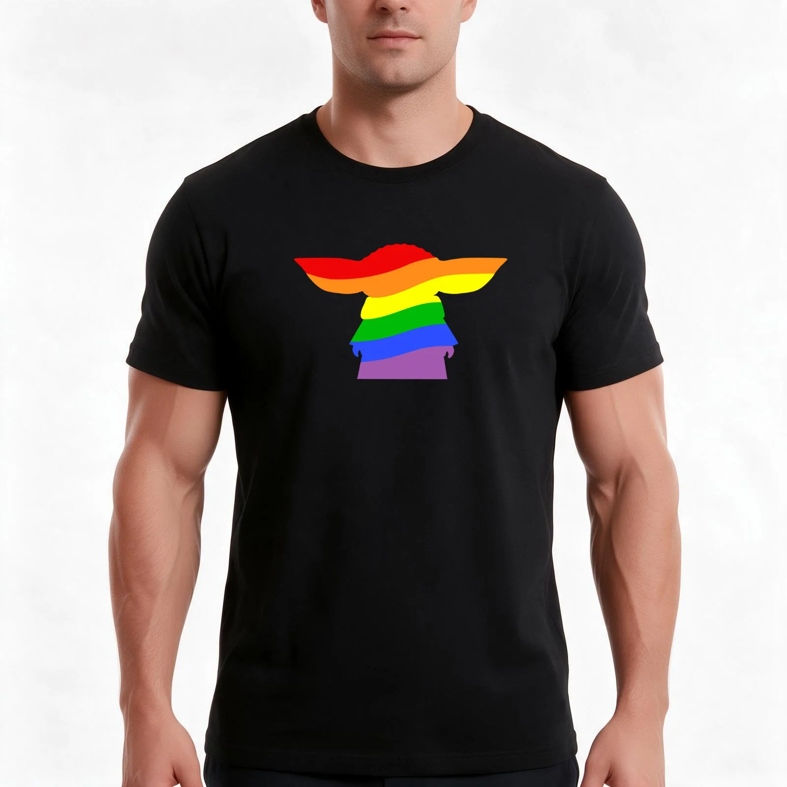 Alien Silhouette - Rainbow T-Shirt Summer Casual Cotton Tee Unisex Men Women