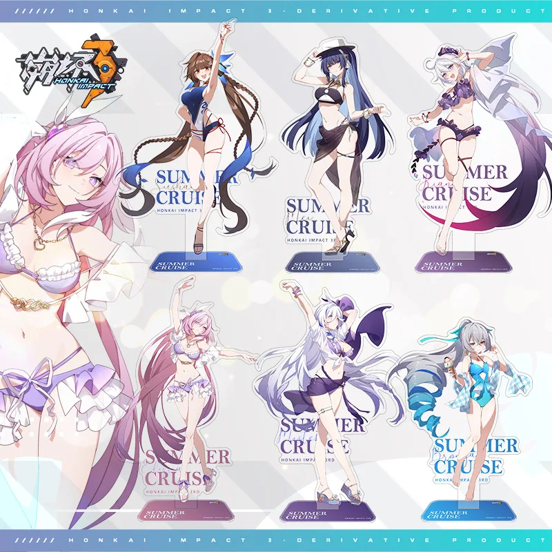 Game Honkai Impact 3rd Cosplay Figure SUMMER CRUISE tema berdiri Misteln Elysia Kiana Bronya Mei suhang ARCA akrilik Anime Co