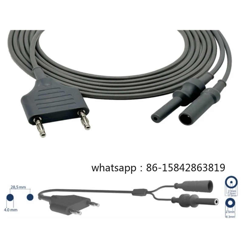 KLS Martin Bipolar ESU HF Cable High Frequency Cord for Tontarra Wolf Resectoscope Connector, 4mm Plug