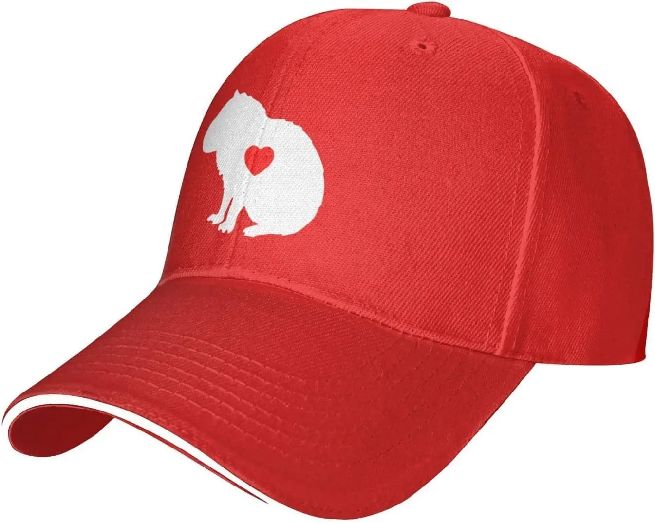 

Бейсбольная кепка с силуэтом сердца капибары, регулируемая шляпа Snapback для взрослых из полиэстера для улицы
