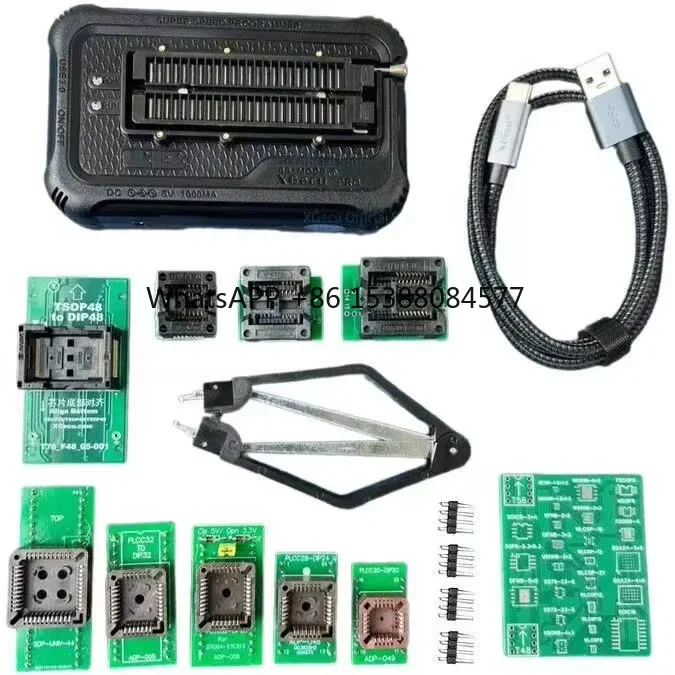 XGecu T76 Universal Programmer +11 Adapters SOP8 PLCC20 & SPI SAM EFI Ribbon Cable ROM Debug Connector Tool