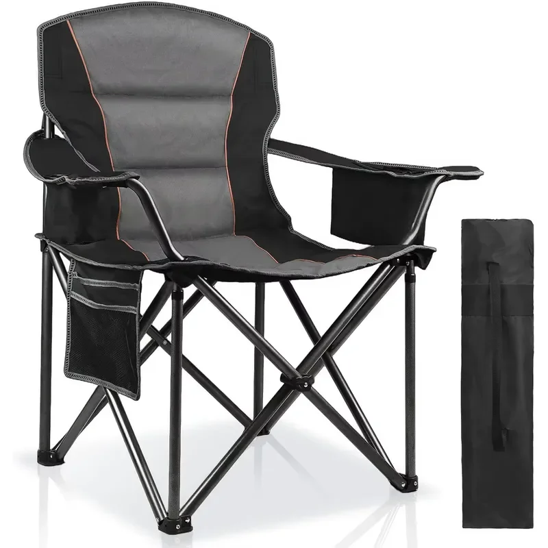 Portable Folding Camping Chair with Cup Holder Thermal Bag Side Pocket for Outdoor Hiking Picnic Travel Lightweight Seat