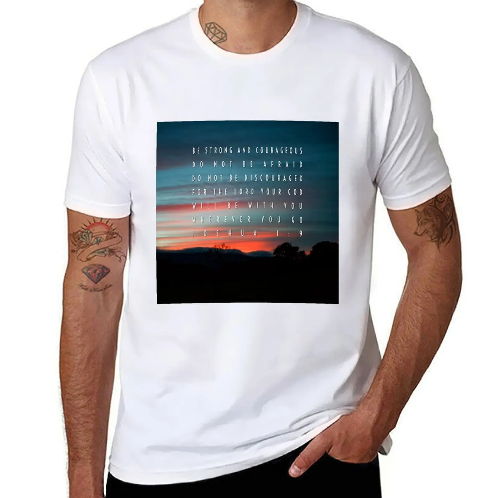 

Bible Verse Joshua 1:9 T-Shirt man t shirt cotton high quality t shirts designer T-Shirt
