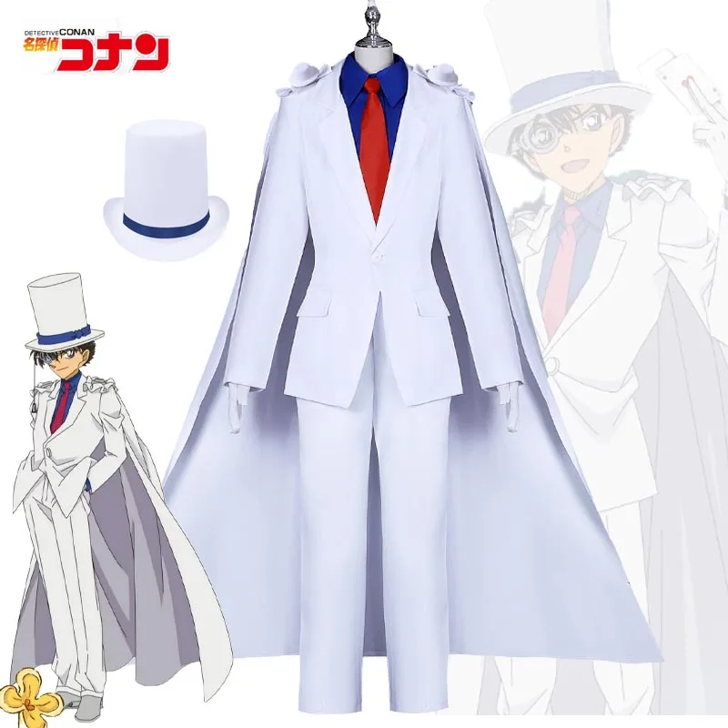 Kaito Kiddo Cosplay Costume Anime Edokawa Konan White School Uniform Full Sets Kid Adult Men Women Halloween Carnival Outfits