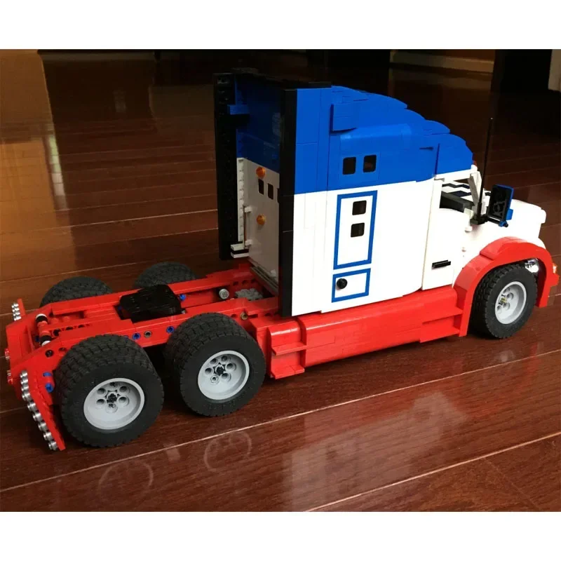 MOC-3125 T680Semi Truck + MOC-32041: 18 Scale Freezer Trailer + MOC-4185 Large Flatbed Pack Building Block Toy DIY Birthday Gift