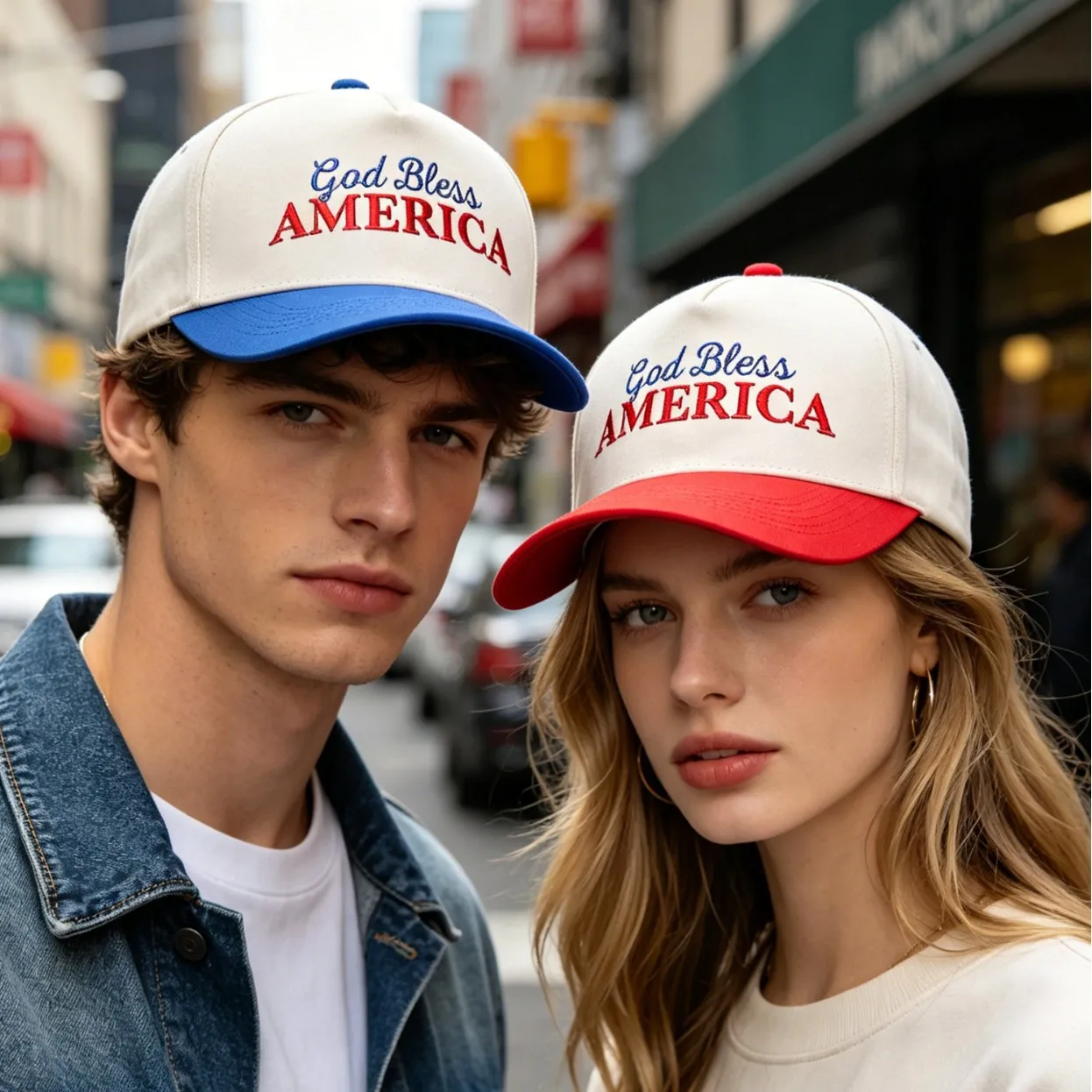 God bless AMERLCA truck driver hat embroidered color blocked baseball cap for spring and summer men's and women's casual hats