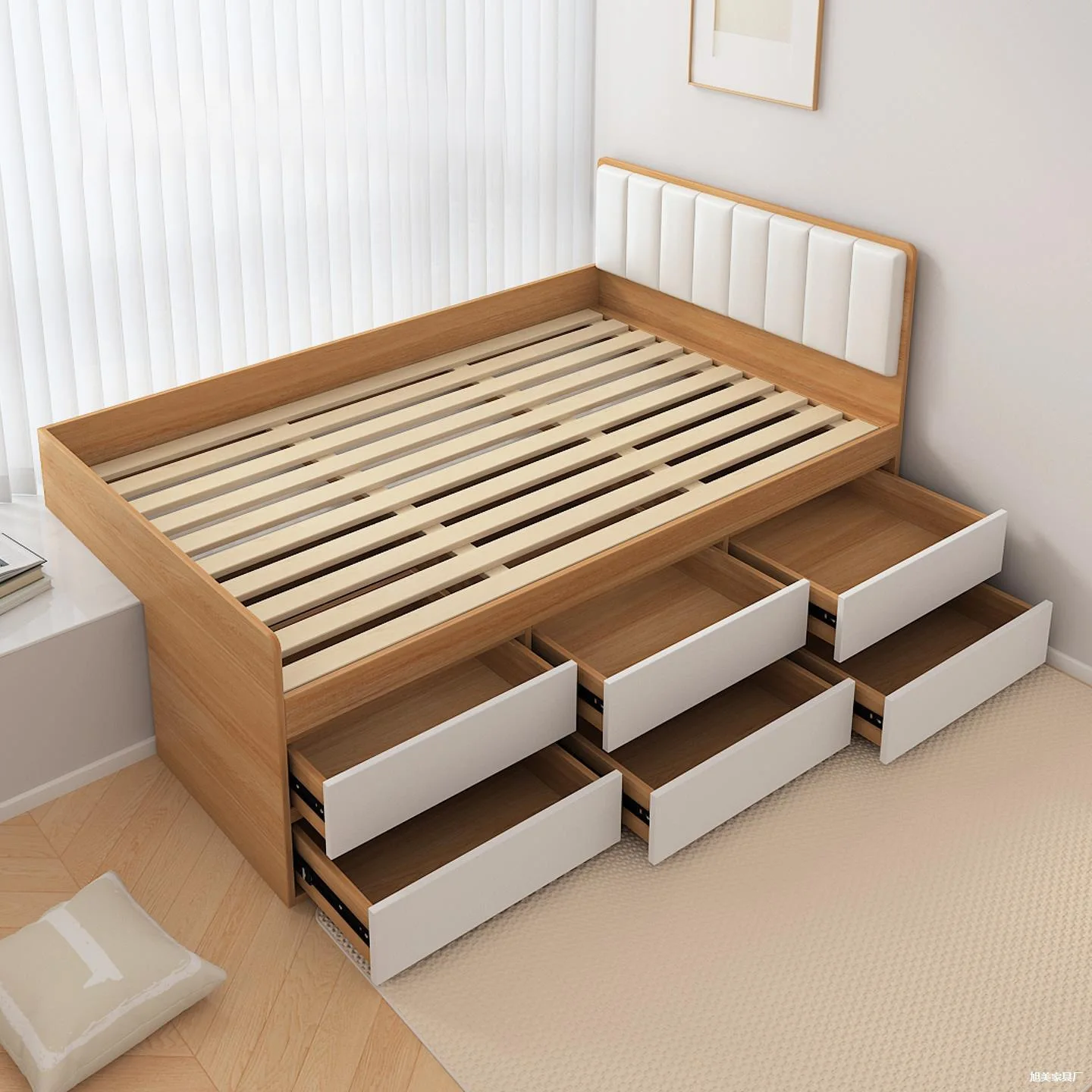 Storage cabinet space saving window sill extension bed wardrobe integrated bay window half bed solid wood