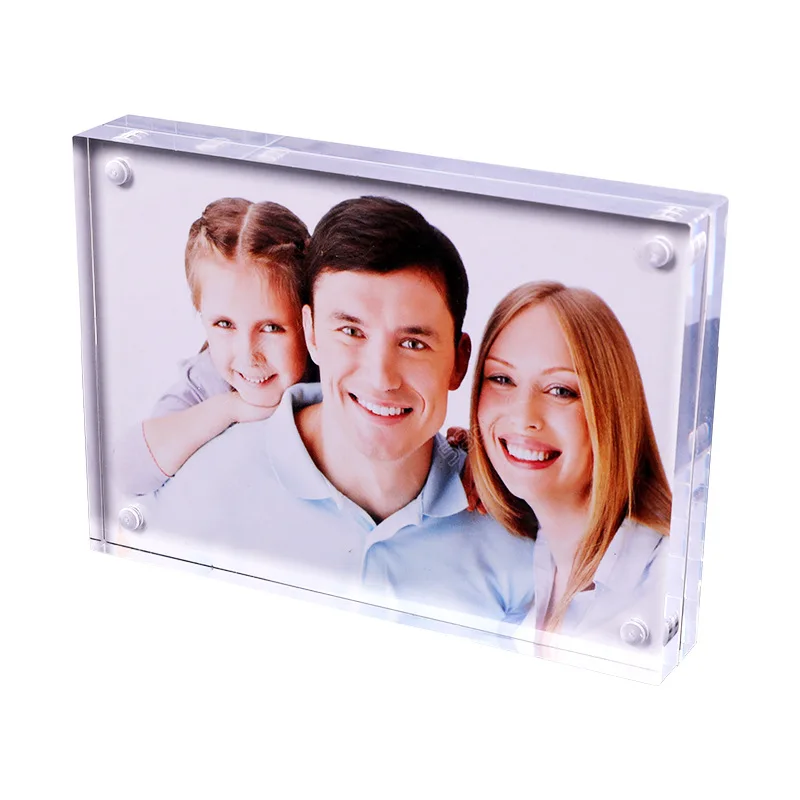 Acrylic Magnetic Photo Frame Clear Transparent Desktop Picture Holder Stand Thick Display For Instax Polaroid Photos Decor
