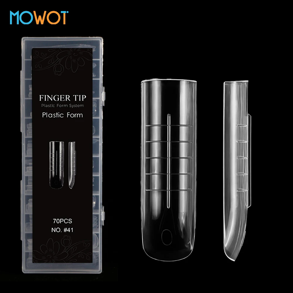 

MOWOT 70 шт. квадратные формы для ногтей, двойная форма, прозрачное полное покрытие, накладные кончики ногтей, быстрое наращивание геля, формы для акрилового наращивания ногтей, размер 14