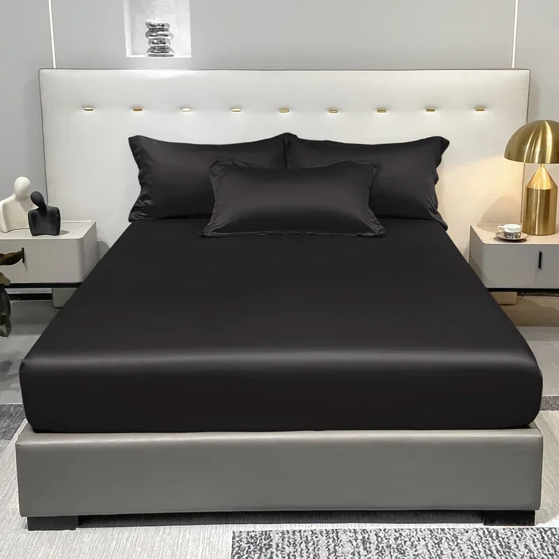 

Four Seasons Men and Women Simple Fashion Black Satin Solid Color Ice Silk Bedspread Home Bedroom Hotel