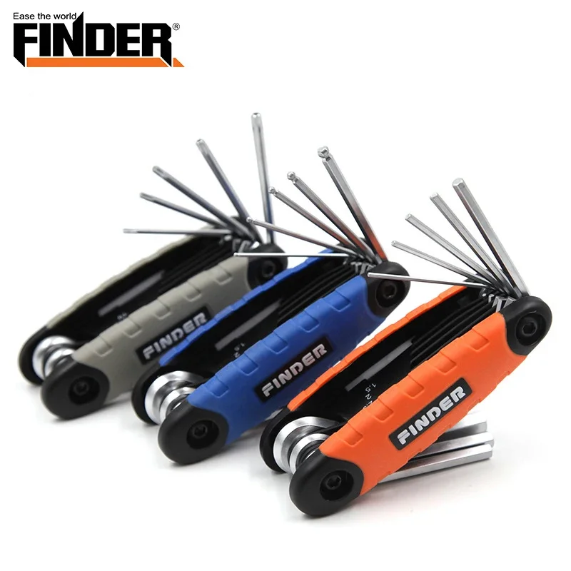 8 in 1 Torx Allen Wrench Set Ball End/Flat Hex Wrenches Portable Foldable Phillips Slotted Screwdriver Allen Key Spanner Hex Key