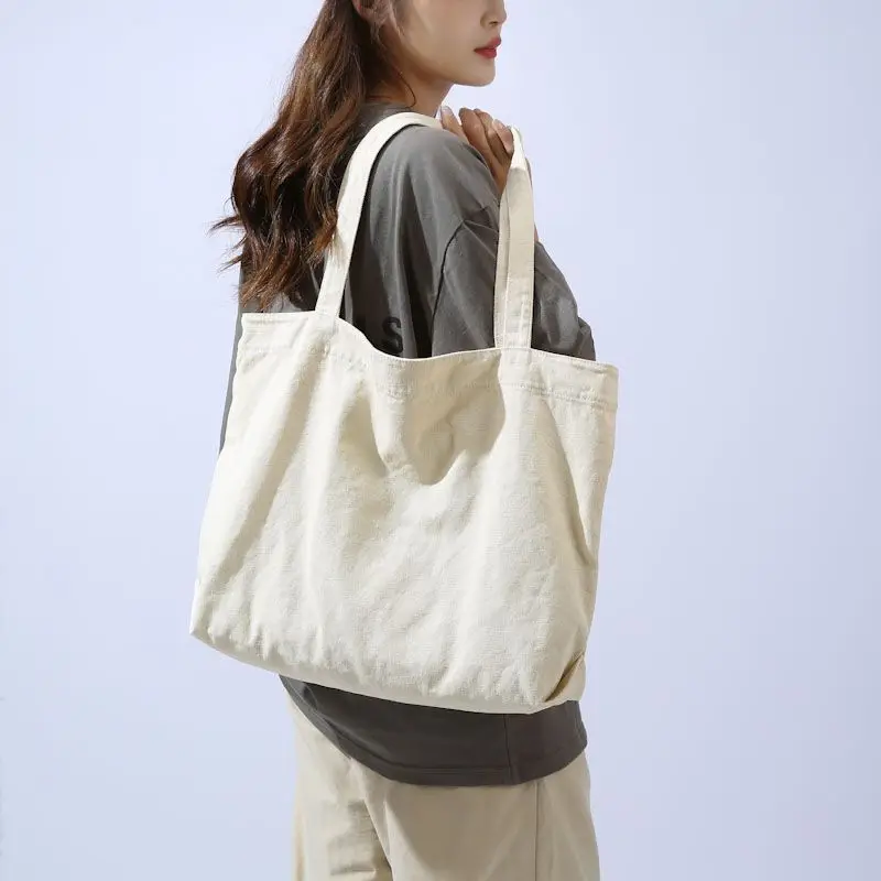 GAINNY Casual Large Capacity Canvas Solid Color Tote Bag Women Versatile Handbag for Commuter Work Student Shopping Shoulder Bag