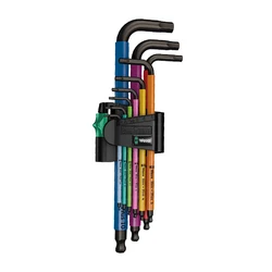 WERA Tools 9 Pieces Metric Long Arm Hex Key Sets Multicolour L-Key Set No.05073593001 950 SPKL/9 SM N SB BlackLaser