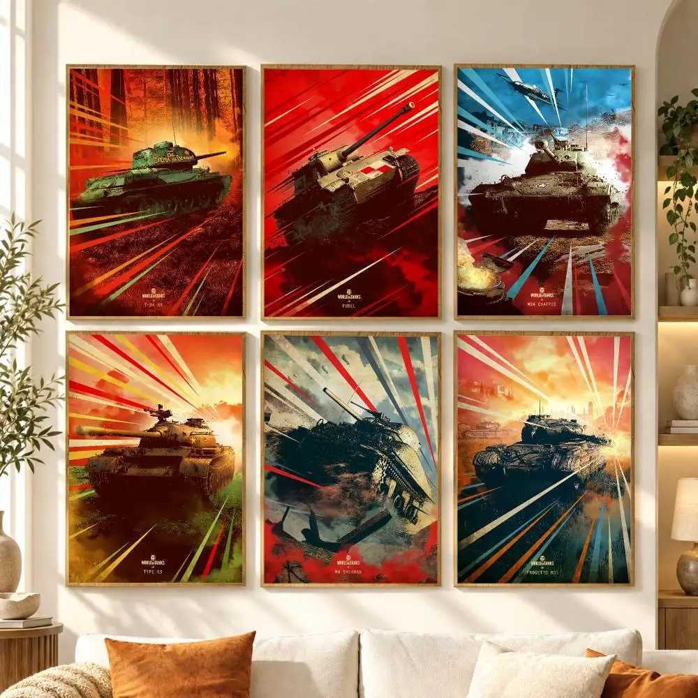 Classsic Geam W-World of Tanks Intense Poster Premium Modern Waterproof Wall Art Pictures for Bedroom Living Room Bar Decor