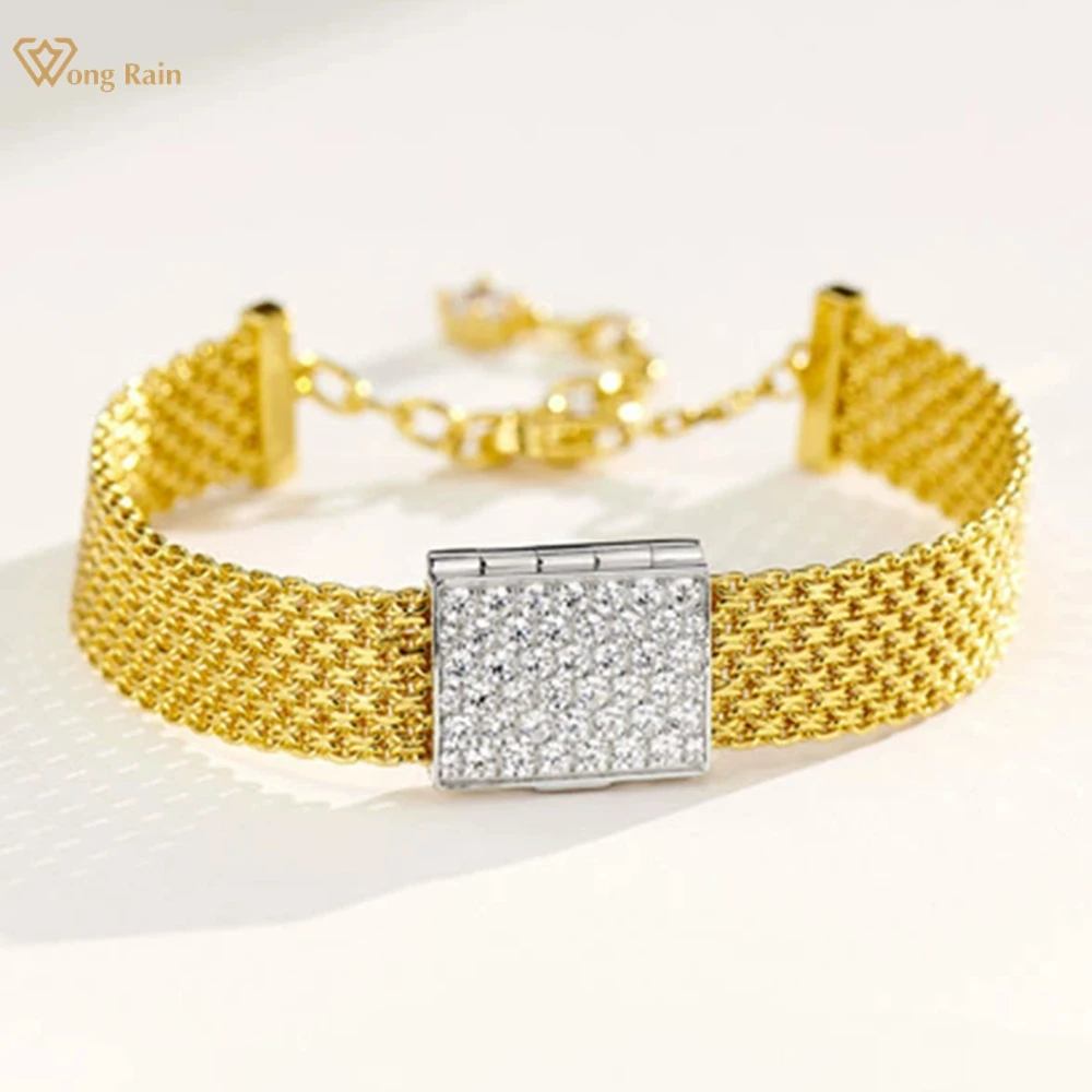 

Wong Rain Solid 925 Sterling Silver Lab Sapphire Gemstone Personality Bracelets Bangle Fine Jewelry Anniversary Gifts Wholesale