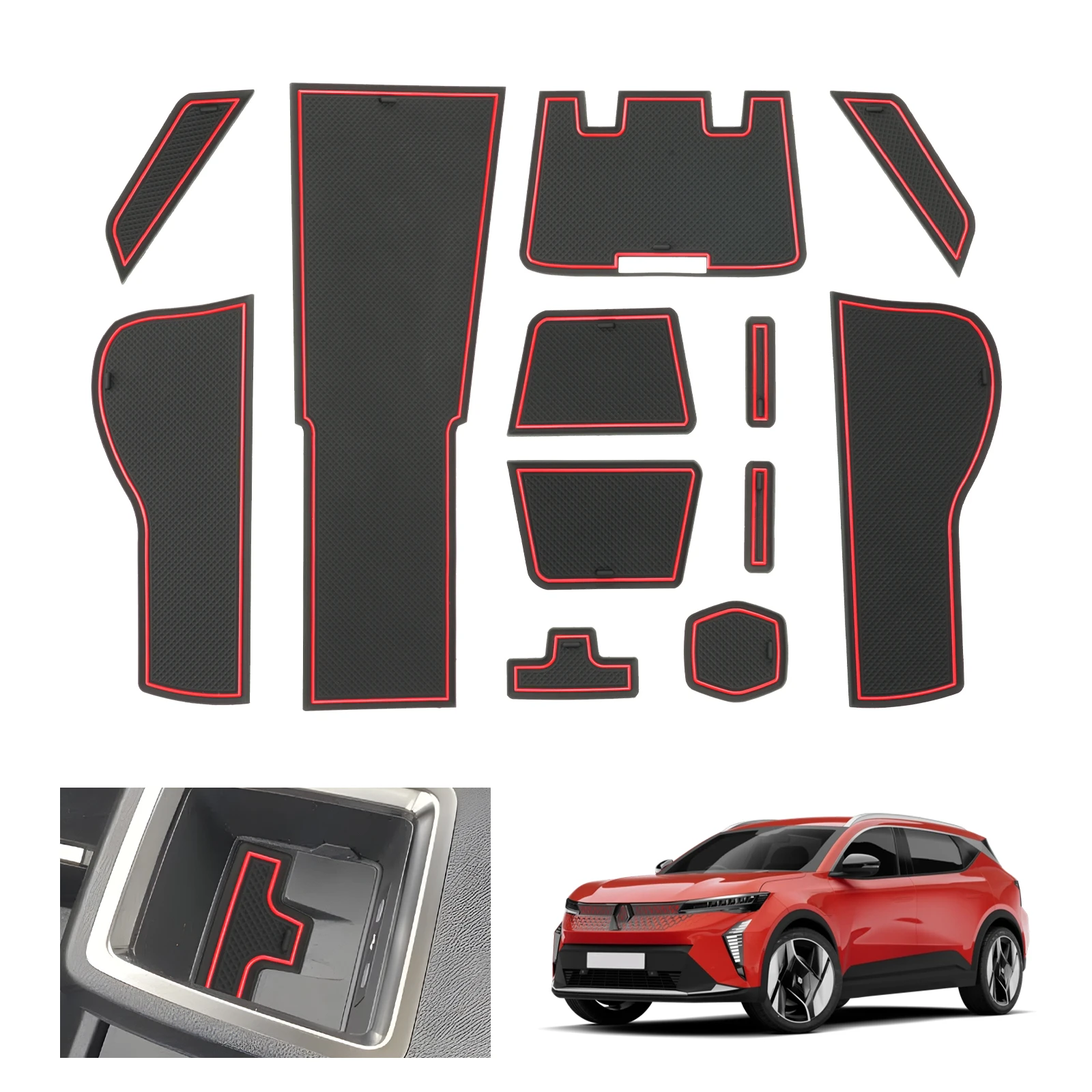 RUIYA para 2024 2025 Renault Scenic E-tech Puerta Coche Eléctrico Ranura Mat Antideslizante Ranura Pad Auto Renault Scenic 2024 Accesorios